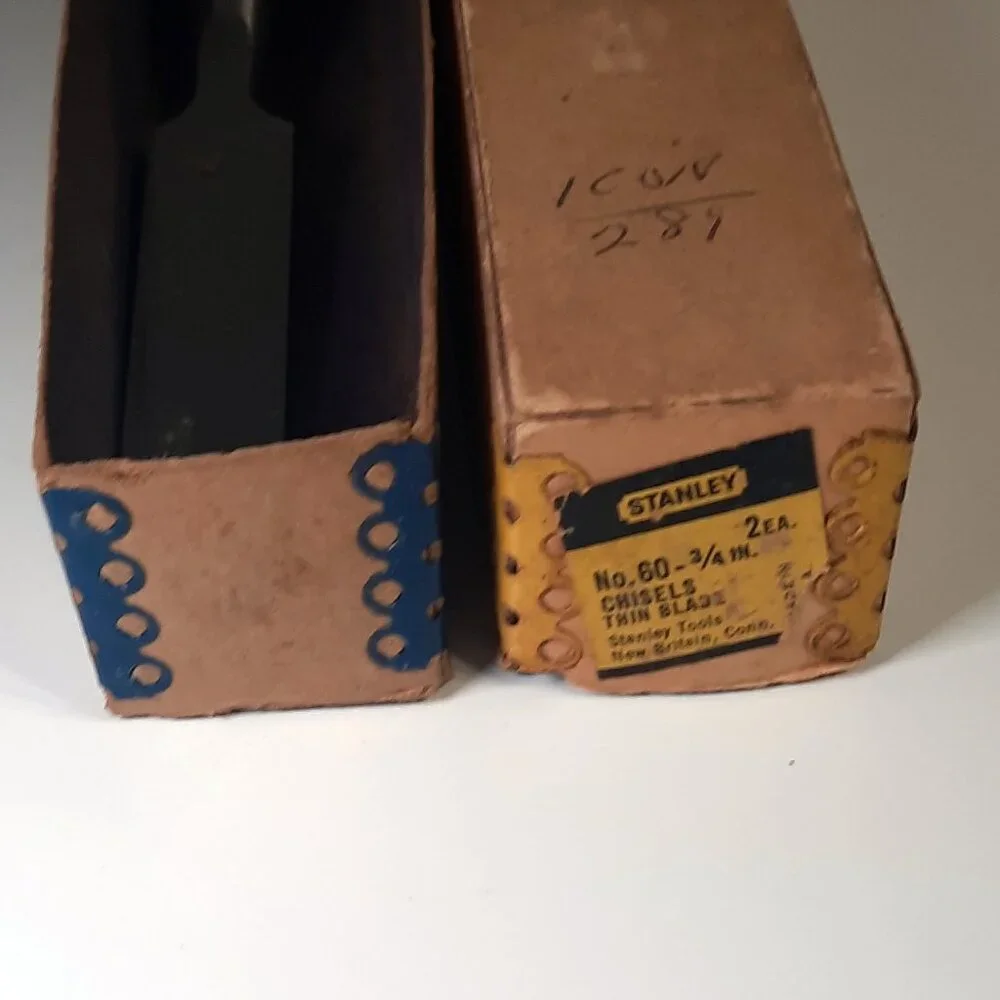 Stanley No.60 Wood Chisel 3/4" USA Made Yellow Handle w/ Box Vintage - Picture 3 of 5